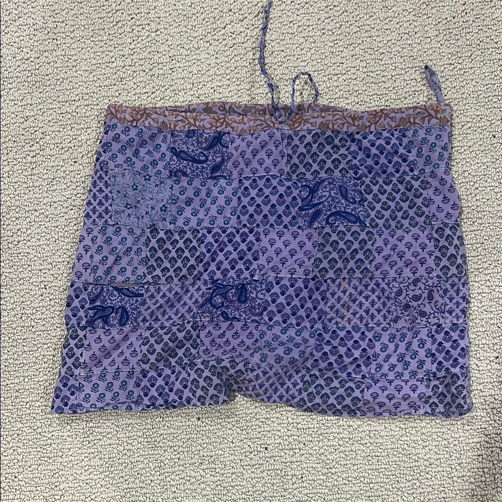 Blue Sky Lavender and Brown Floral Skirt